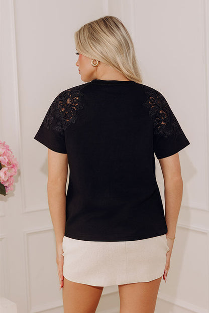 Fancy Seeing You Lace Top in Black