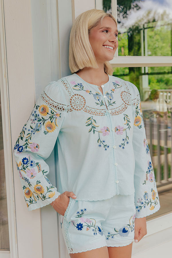 Blooming Meadow Embroidered Button Up Top