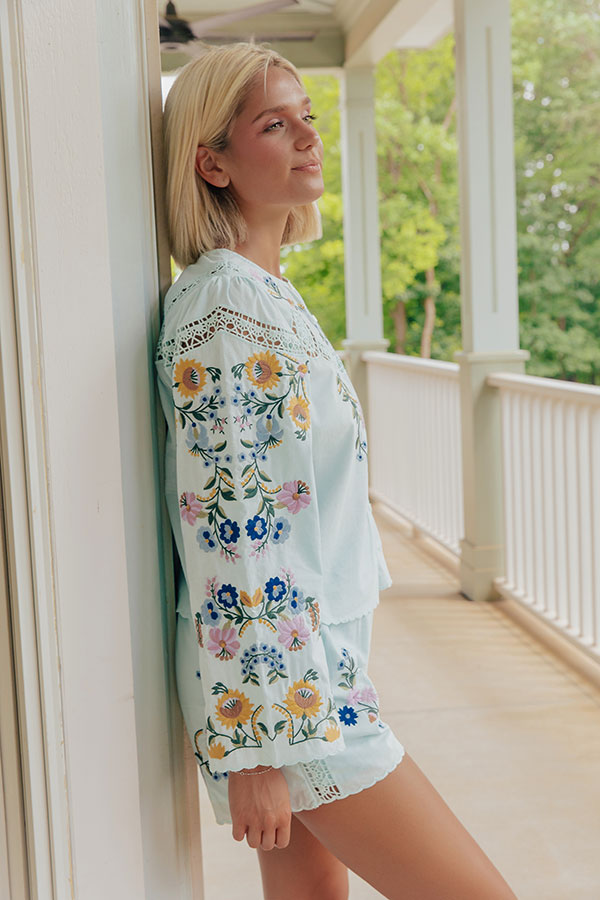 Blooming Meadow Embroidered Button Up Top