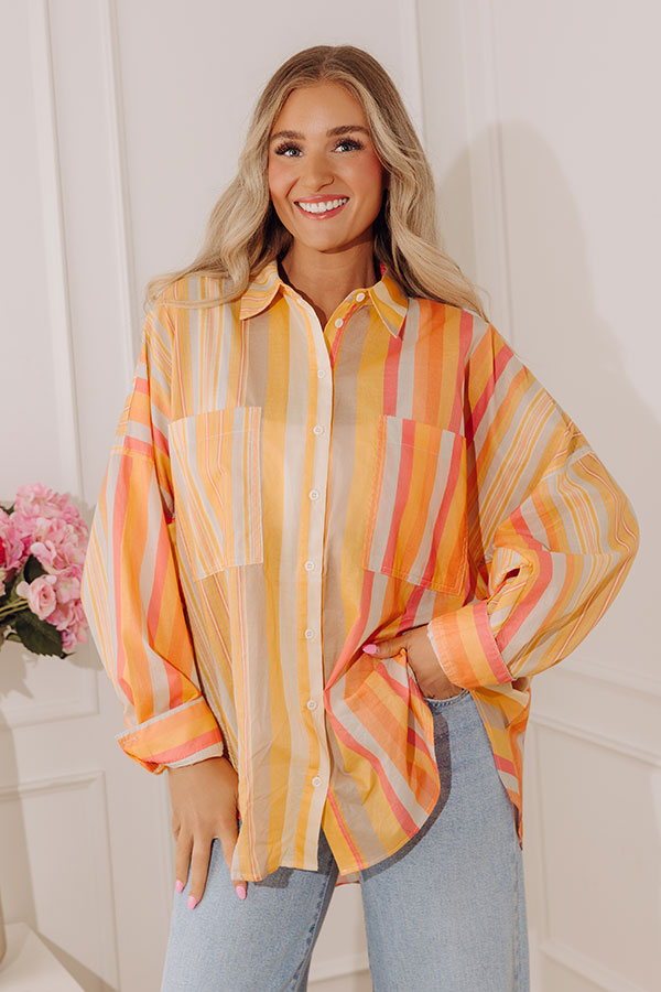 Sherbet Skies Stripe Button Up Top