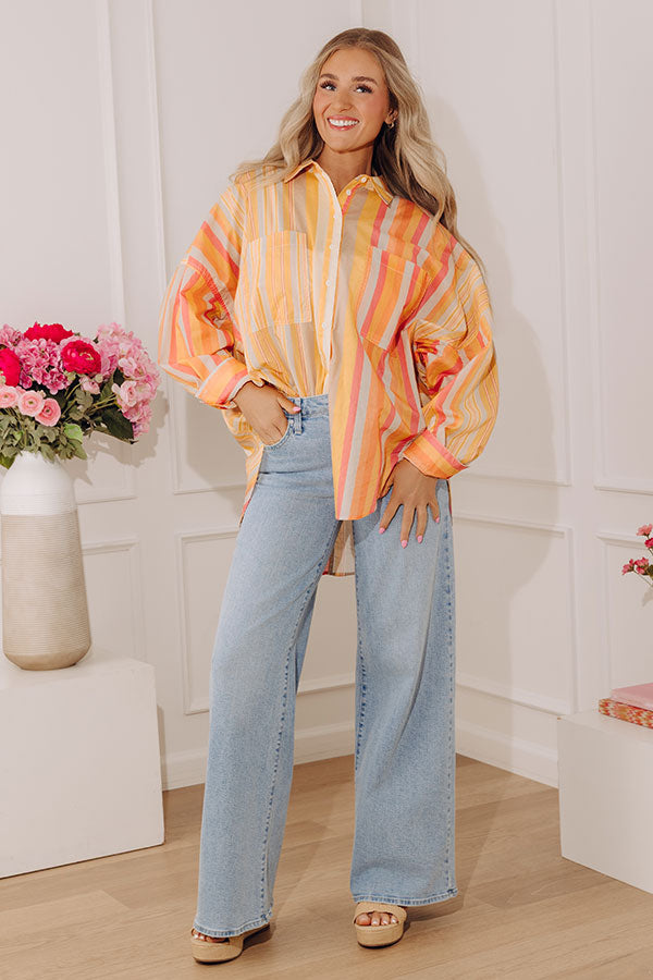 Sherbet Skies Stripe Button Up Top
