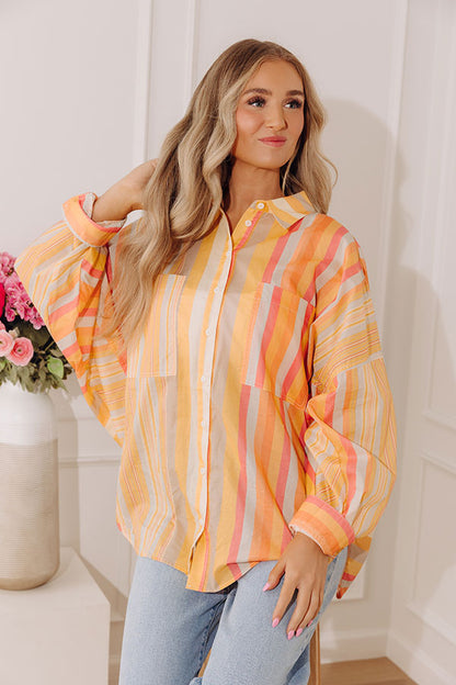 Sherbet Skies Stripe Button Up Top
