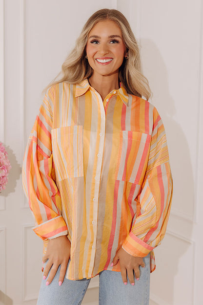 Sherbet Skies Stripe Button Up Top