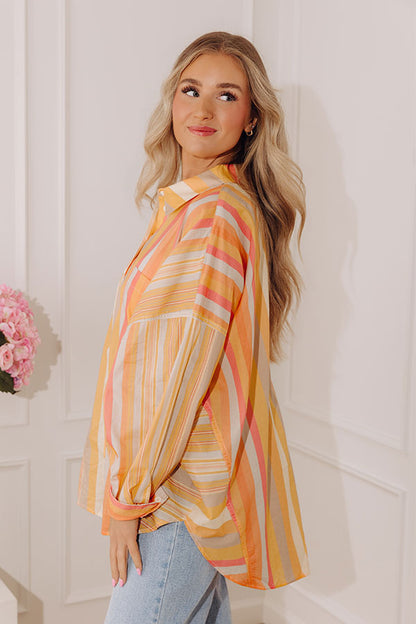 Sherbet Skies Stripe Button Up Top