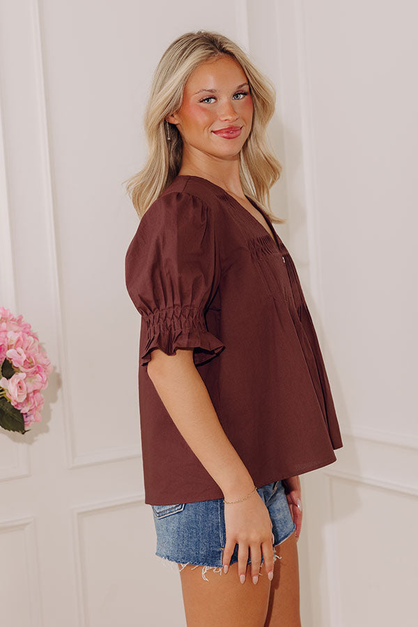 Uptown Darling Button Down Top in Plum