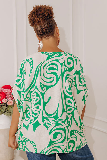 Vacay Mindset Oversized Dolman Top in Green Curves