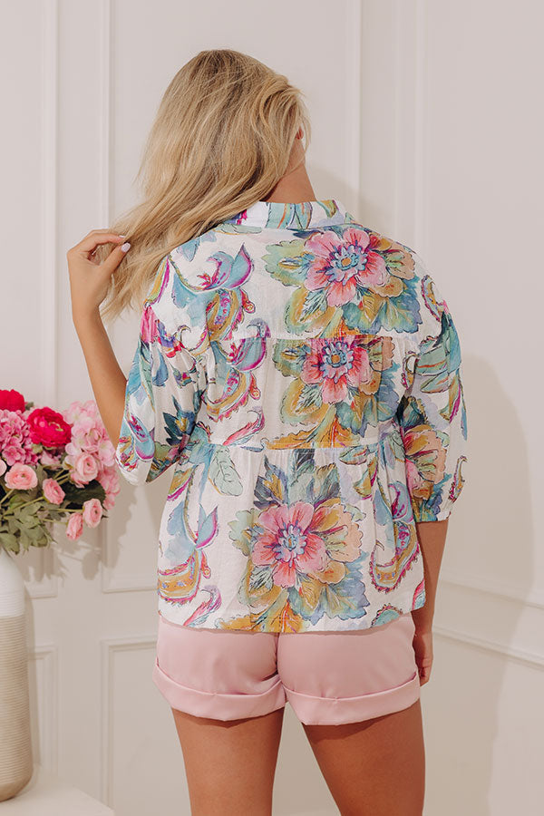 Sweet Moments Floral Babydoll Top in White