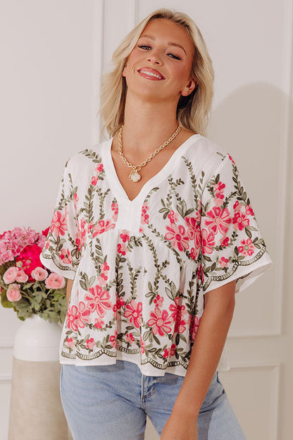 Courtyard Bloom Embroidered Top