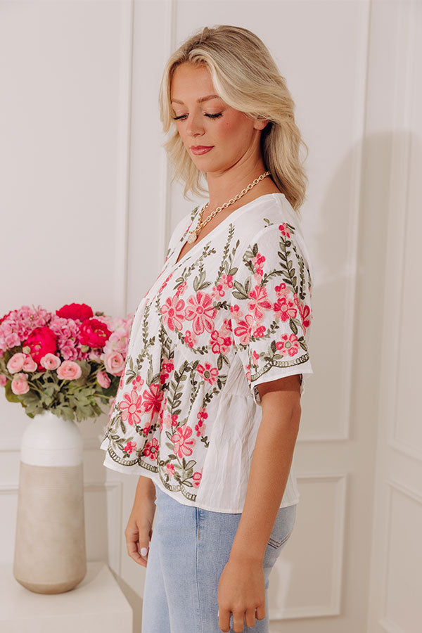 Courtyard Bloom Embroidered Top