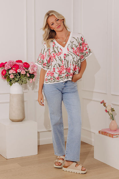 Courtyard Bloom Embroidered Top