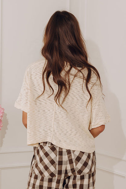 Bistro Chic Knit Button Up Top