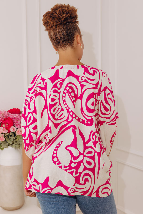 Vacay Mindset Oversized Dolman Top in Fuchsia Curves