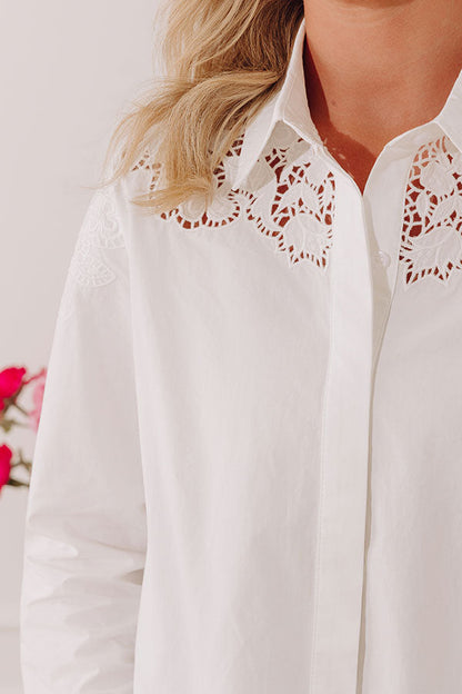 Simply Serene Embroidered Button Up Top