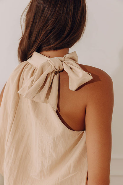 Rooftop Views Balloon Hem Top in Oatmeal