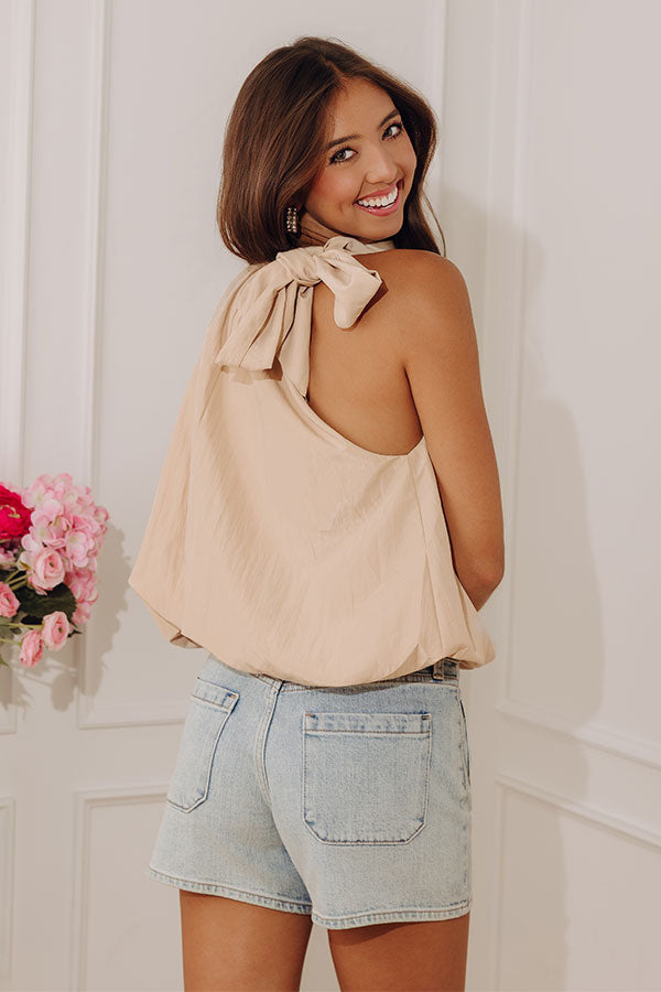 Rooftop Views Balloon Hem Top in Oatmeal