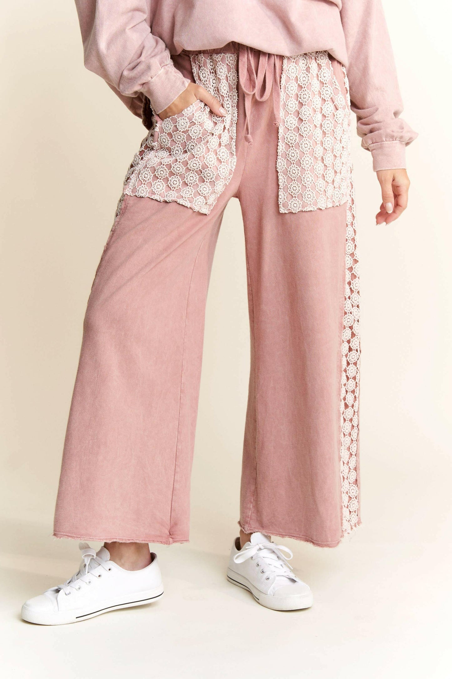 J.Her MineralWash Floral Daisy trim Pants