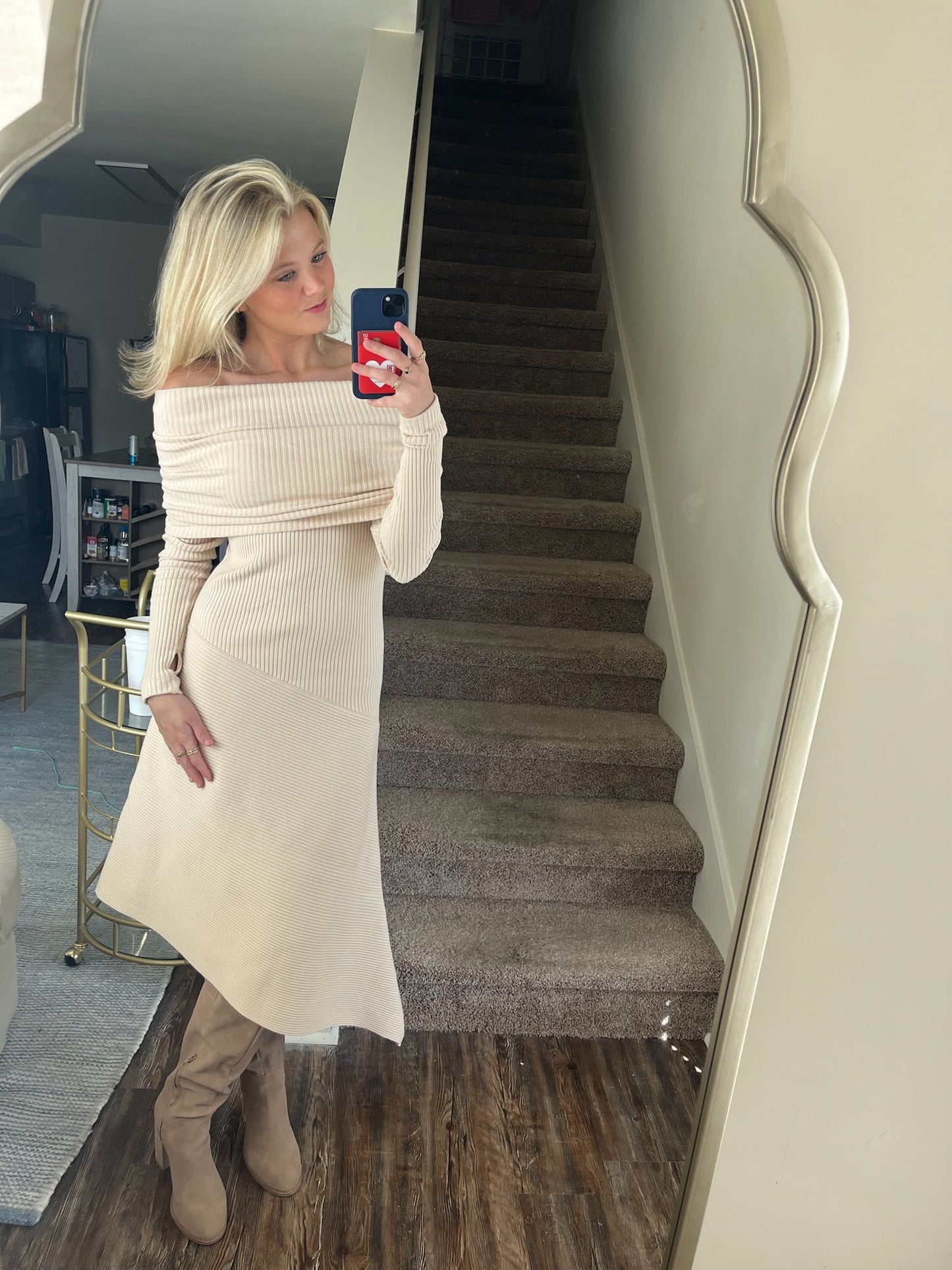 Cowl Dress - Almond