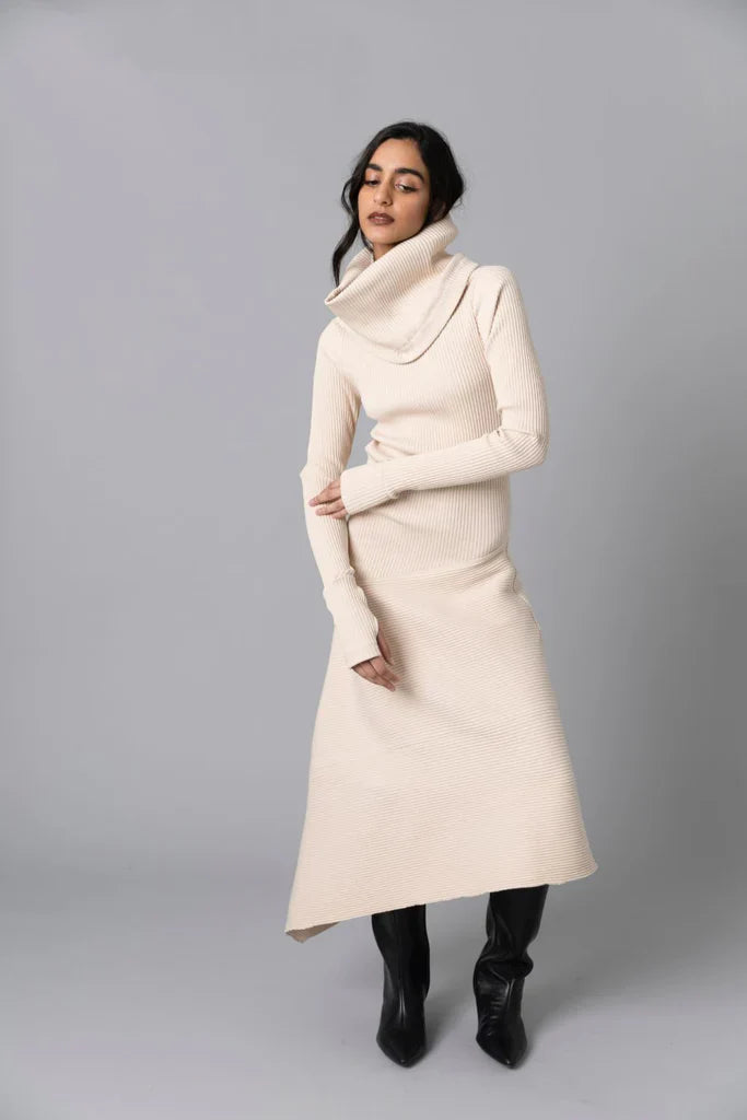 Cowl Dress - Almond