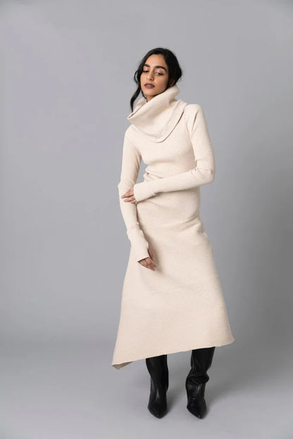 Cowl Dress - Almond