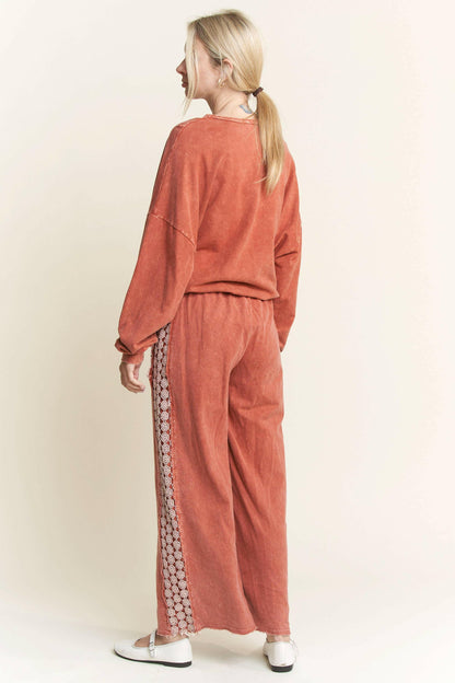 J.Her MineralWash Floral Daisy trim Pants