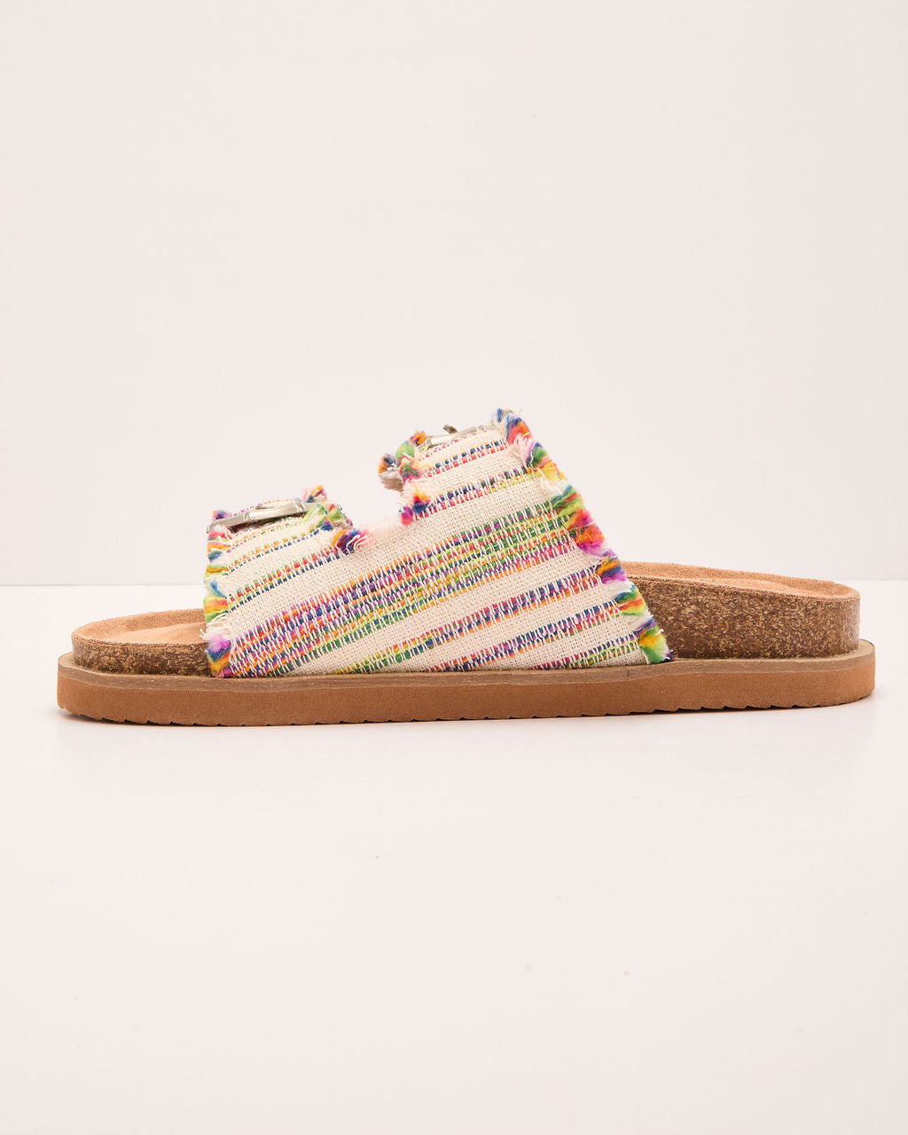 Brylee Textile Multi Color Stitch Buckle Sandals
