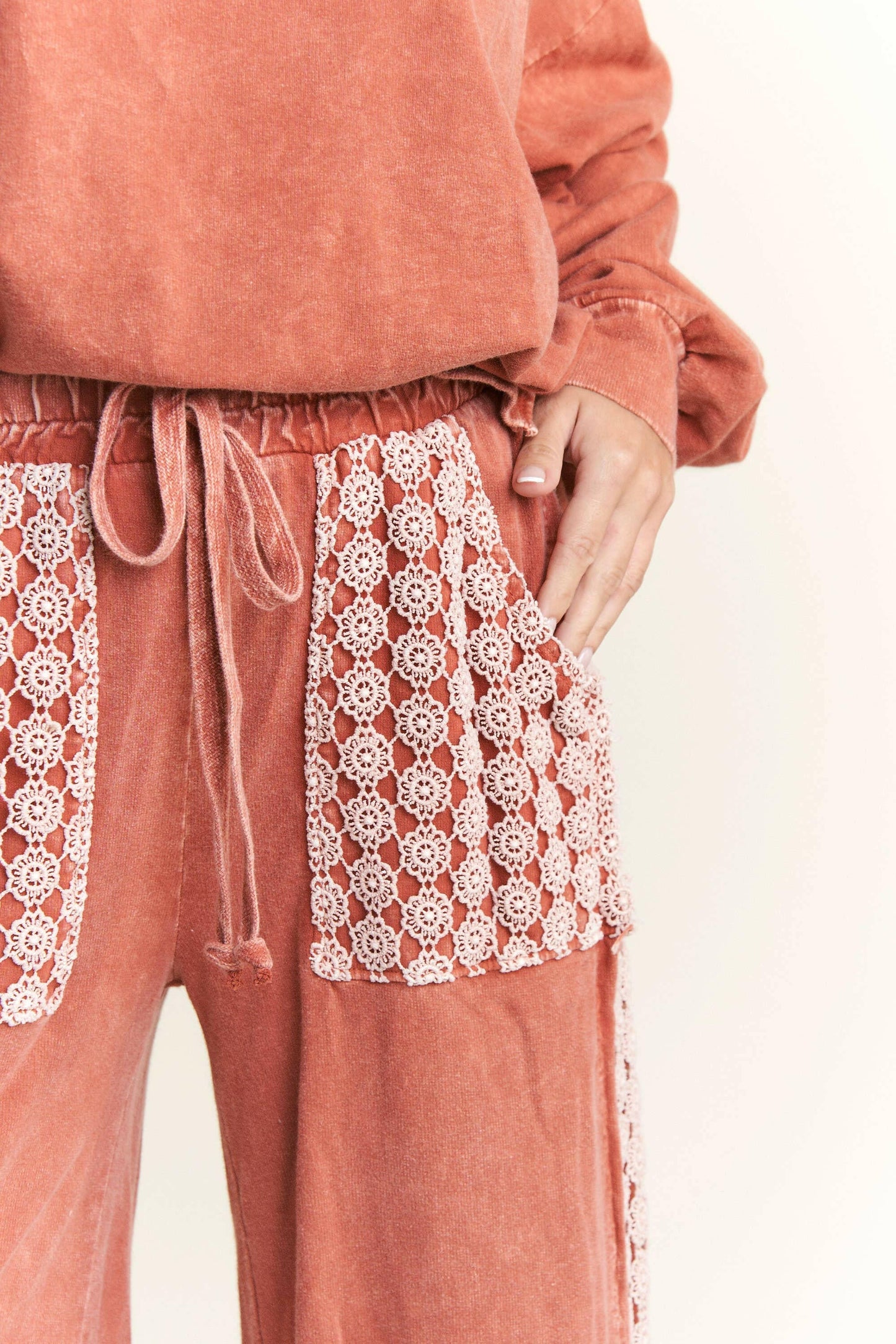 J.Her MineralWash Floral Daisy trim Pants