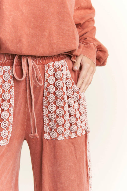 J.Her MineralWash Floral Daisy trim Pants