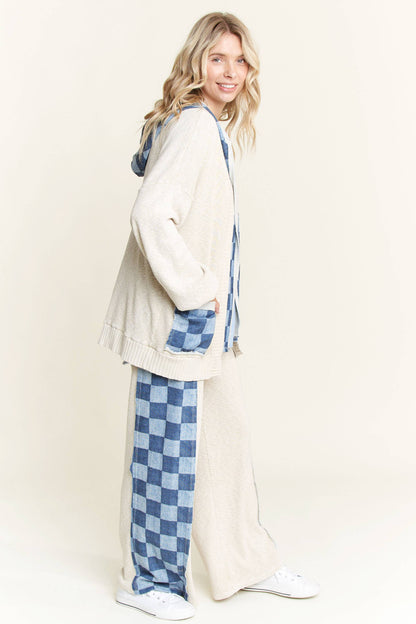 J.HER Mineral Wash Checkerboard Detail Sweater Pants