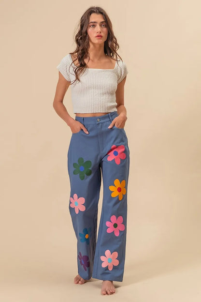 BiBi Floral Print Straight Leg Pants