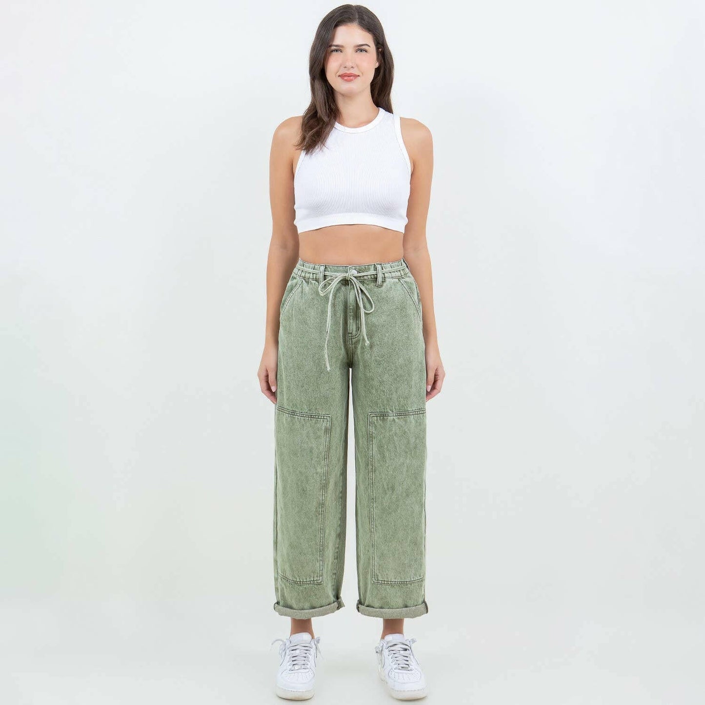 Color Washed Barrel Fit Pants