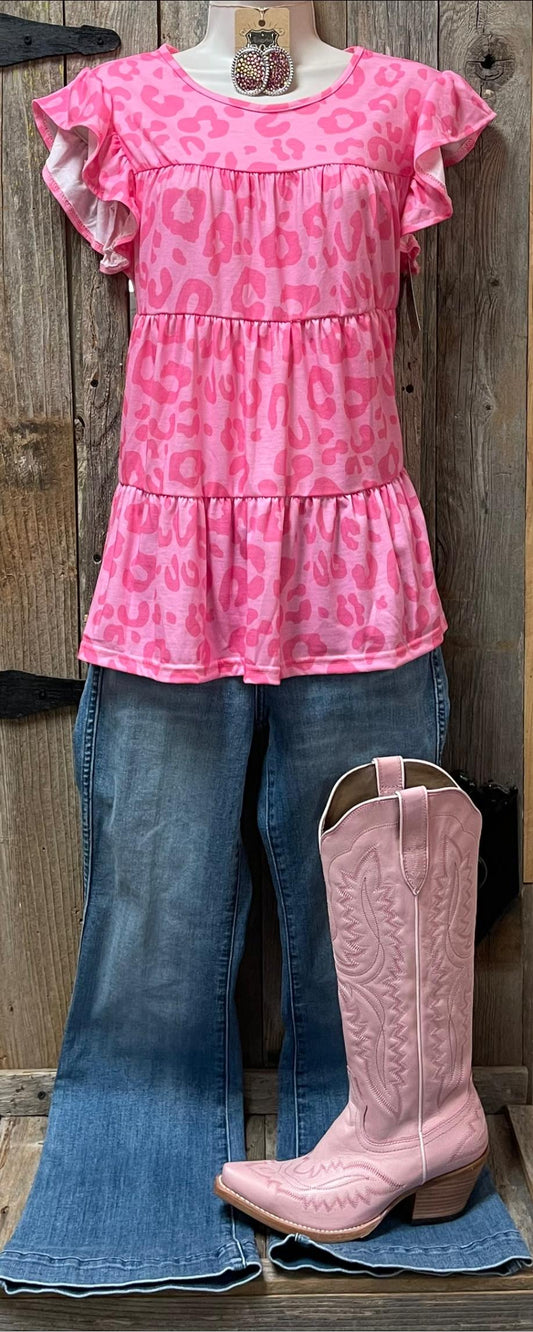 PINK LEOPARD BABYDOLL SHIRT