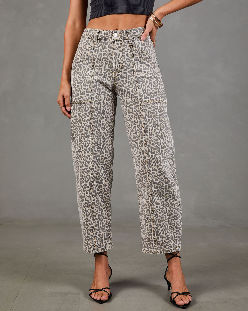Dakota Rustler Animal Print Stretch Barrel Leg Jeans