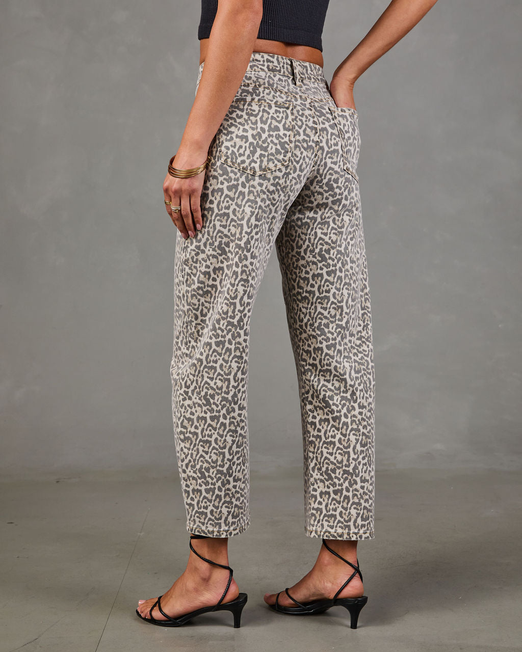 Dakota Rustler Animal Print Stretch Barrel Leg Jeans