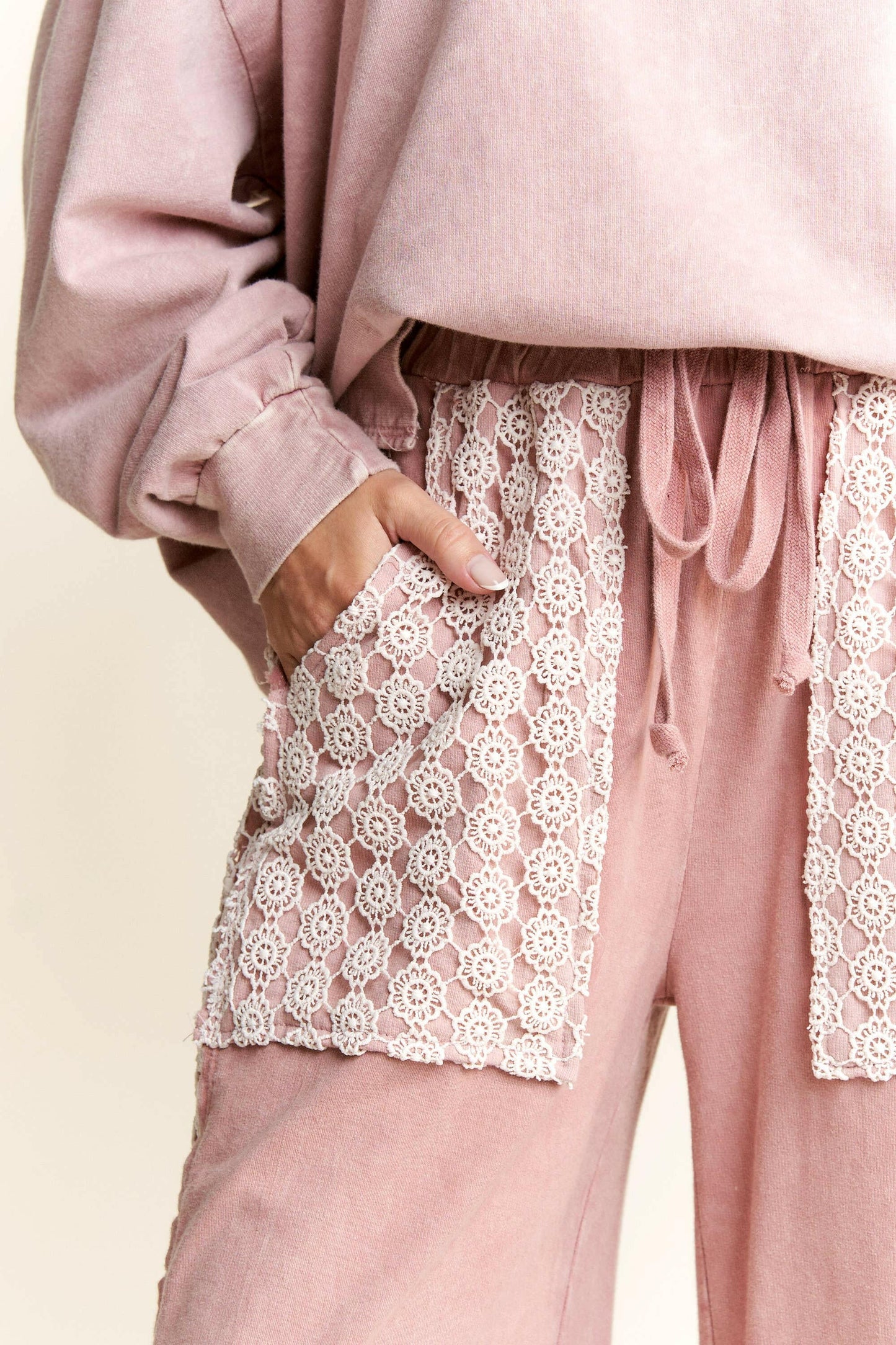 J.Her MineralWash Floral Daisy trim Pants