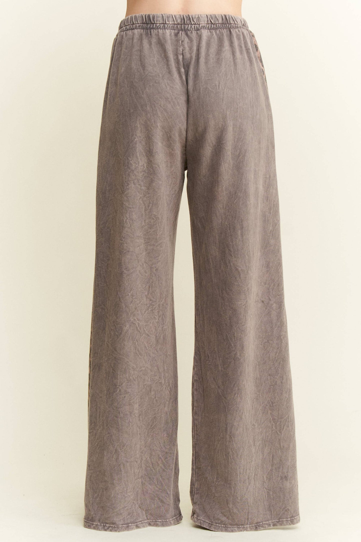 Mineral Washed Leopard Print Pocket Side Trim Pants
