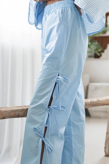 Side Tied Pants with Pockets