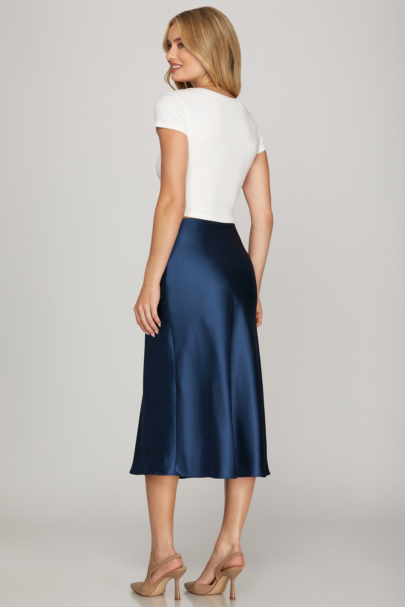 Satin Statement Midi Skirt
