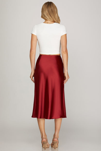 Satin Statement Midi Skirt