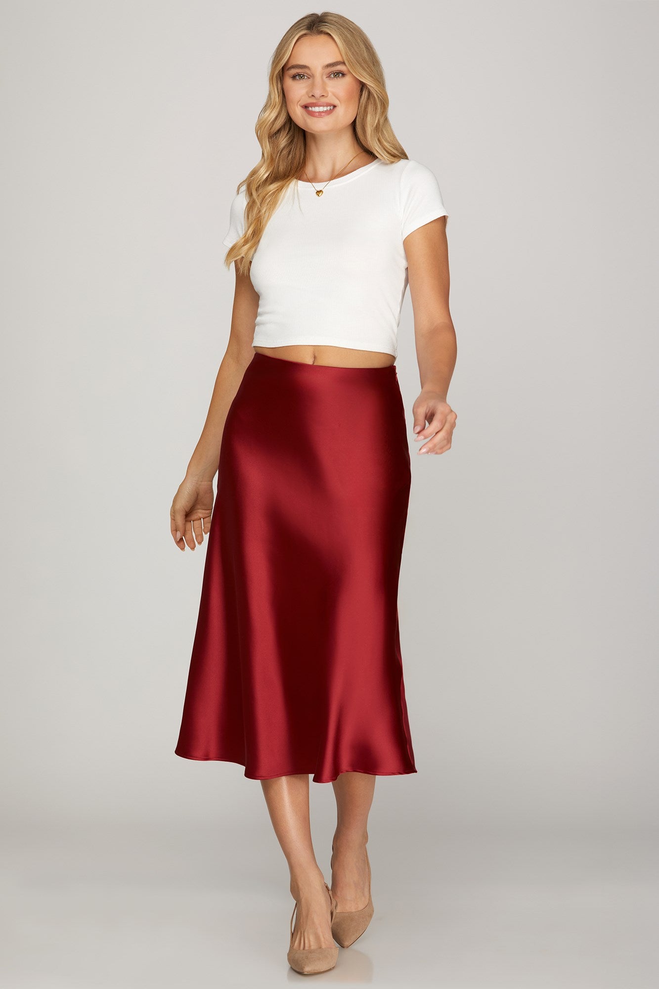 Satin Statement Midi Skirt