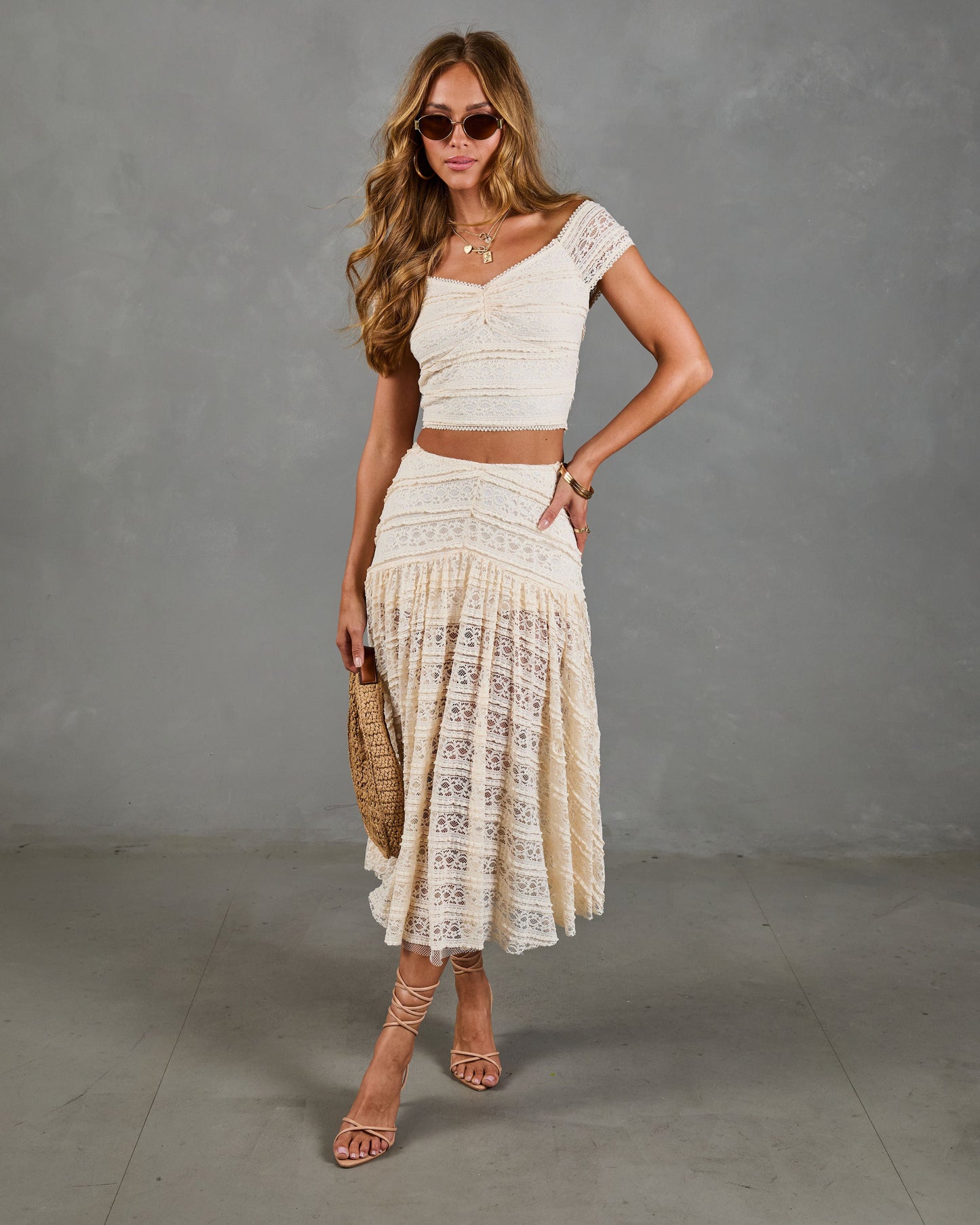 Dewy Moment Ruffle Lace Maxi Skirt