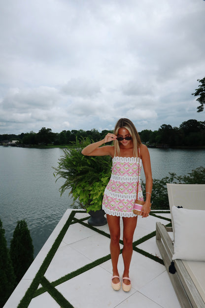 Catalina Mini - Palm Lattice Pink