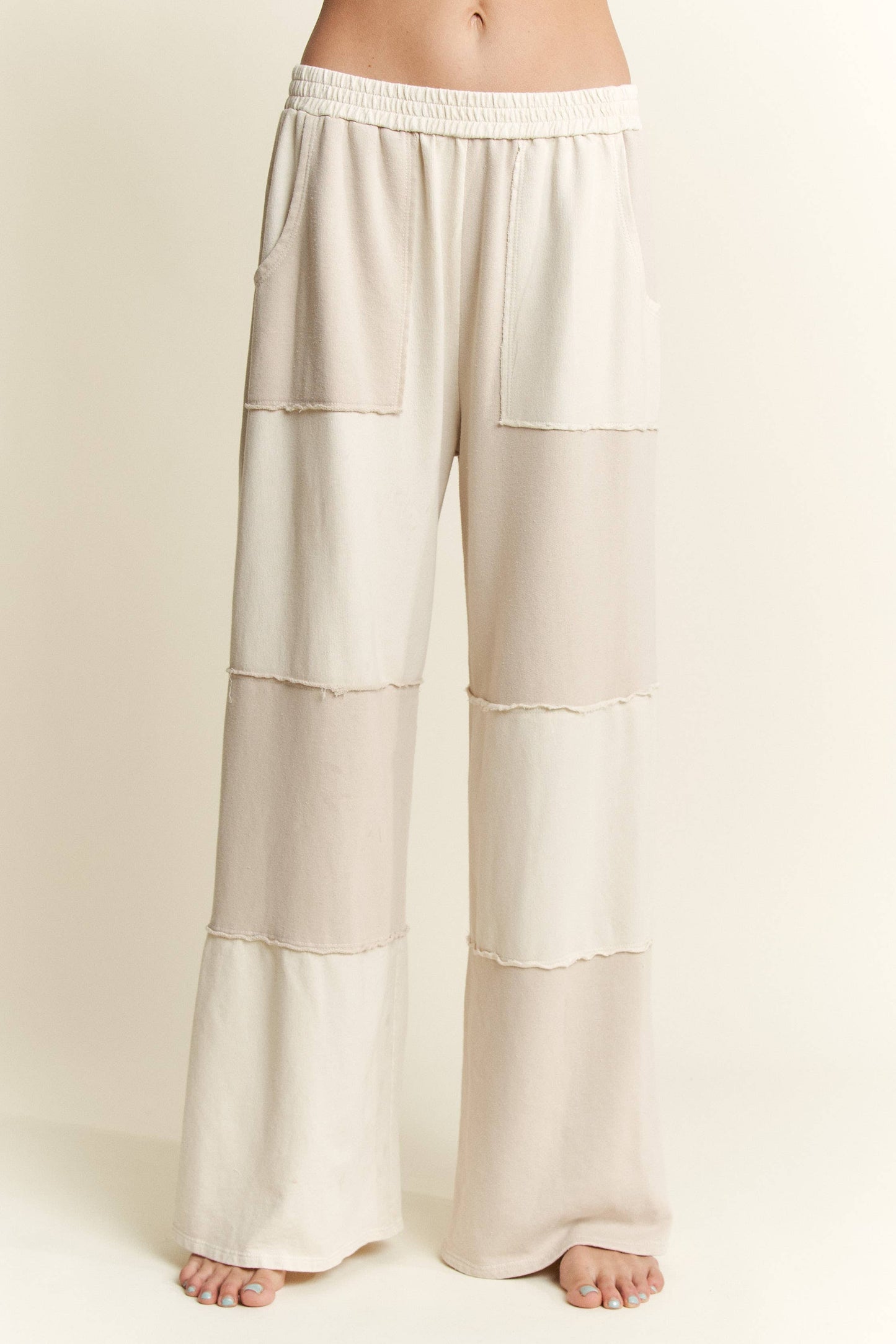 Mineral Wash Color Block Wide-leg Lounge Pants