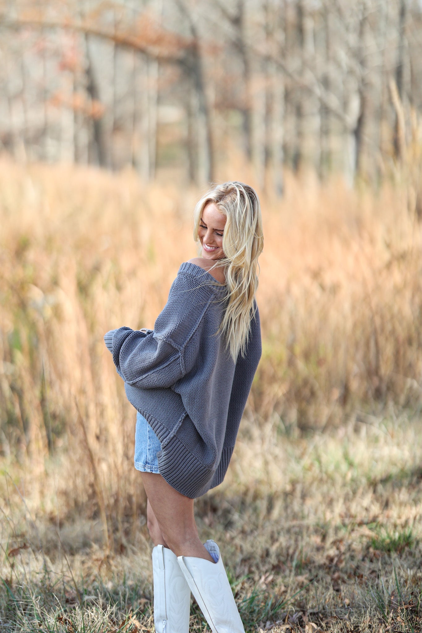 Alli V Neck Sweater - Titan FREE PEOPLE