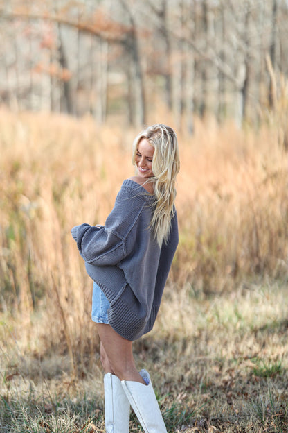 Alli V Neck Sweater - Titan FREE PEOPLE