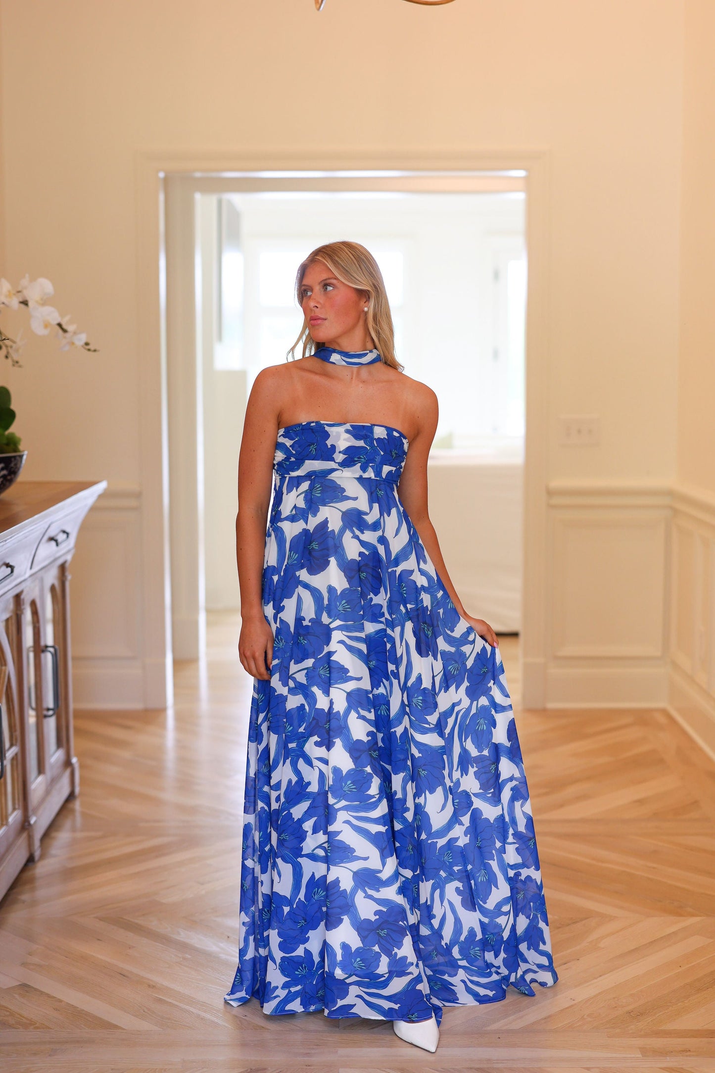 Cooper Scarf Gown - Blue Florist