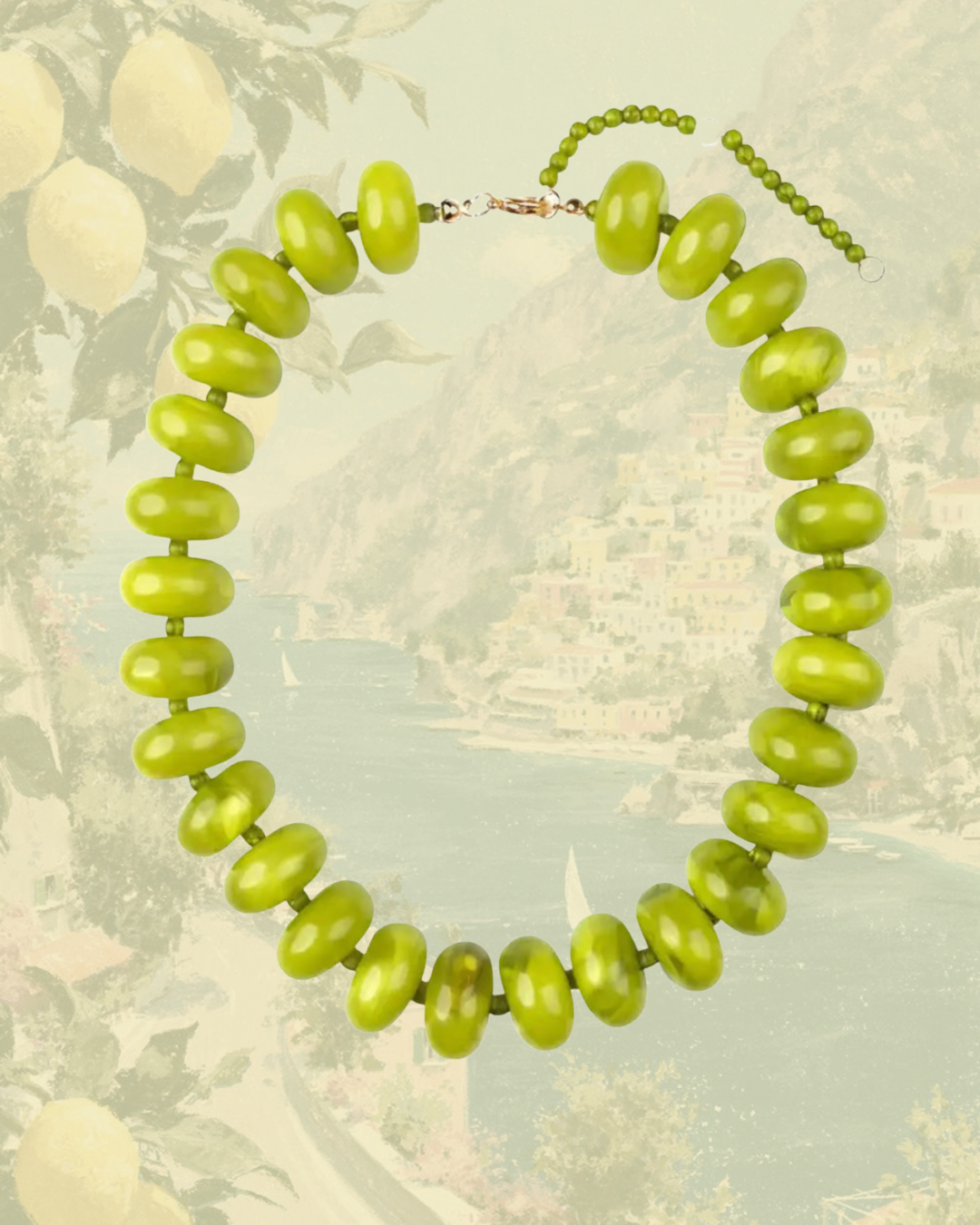 Bailey Chunky Beaded Necklace - Chartreuse
