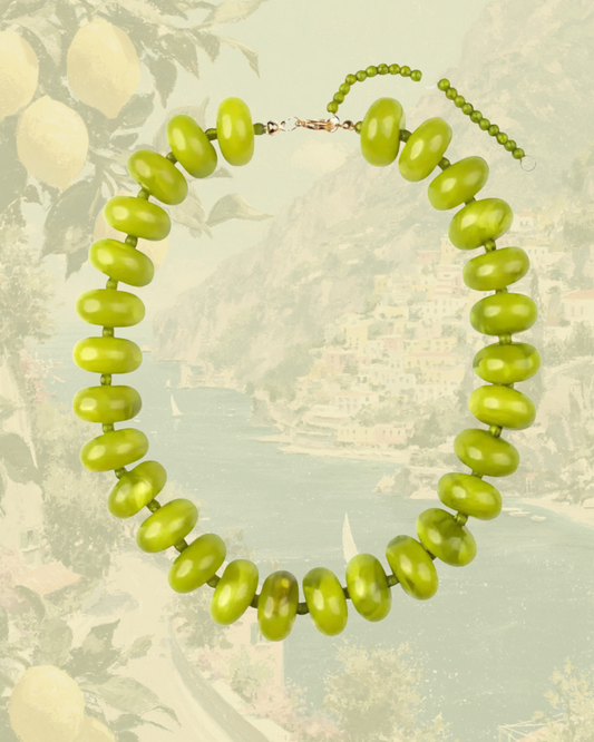 Bailey Chunky Beaded Necklace - Chartreuse