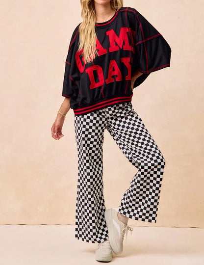 BiBi Gameday Theme Checkered Printed Pants