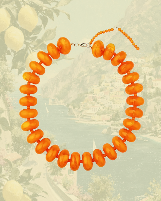 Bailey Chunky Beaded Necklace - Orange