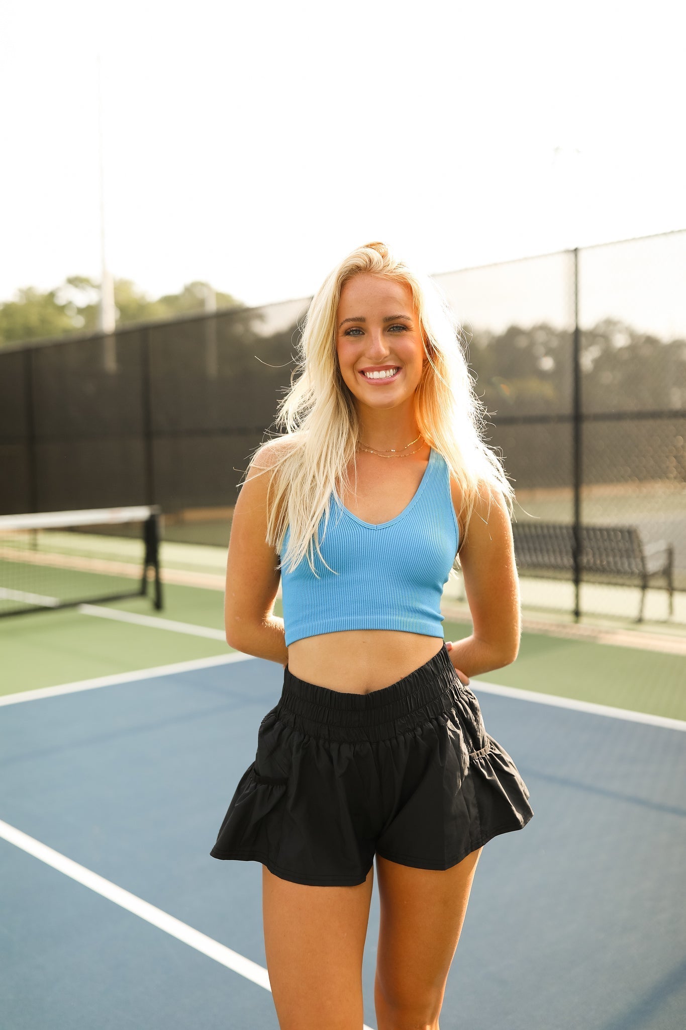 Free Throw Cropped Tank - Cobalt FREE PEOPLE